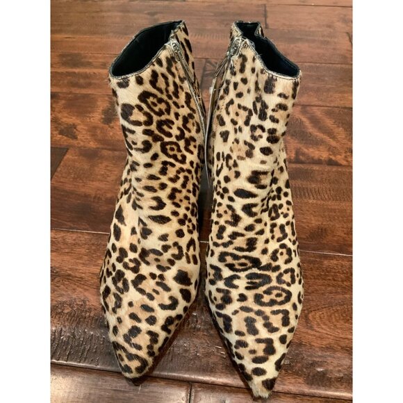Sam Edelman Tan Leopard Print Dyed Cow Hair Kinzey Ankle Booties, Size 8.5 (US) - Picture 1 of 8
